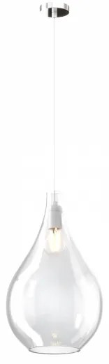 Sospensione cromo 1 luce vetro grande trasparente 1193cr-sg-tr