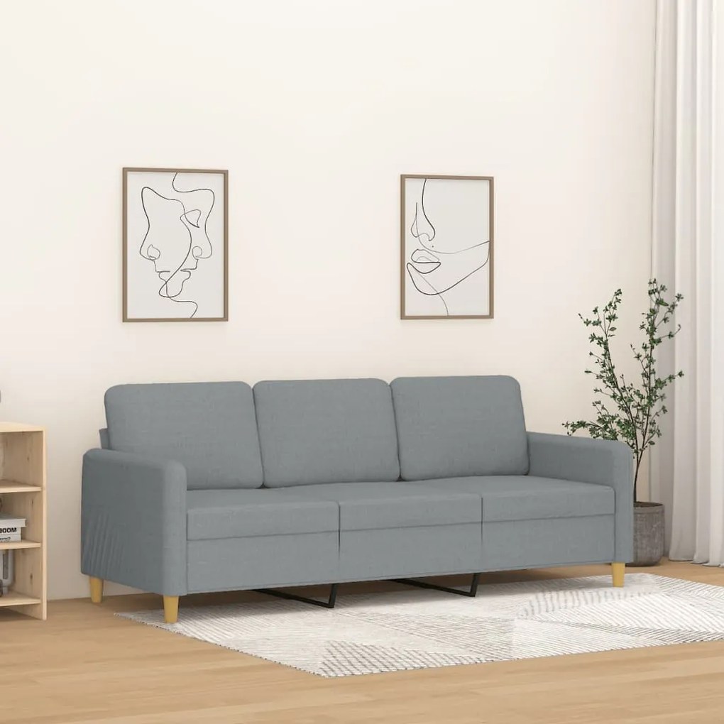 Divano A 3 Posti Grigio Chiaro 180 Cm İn Tessuto /