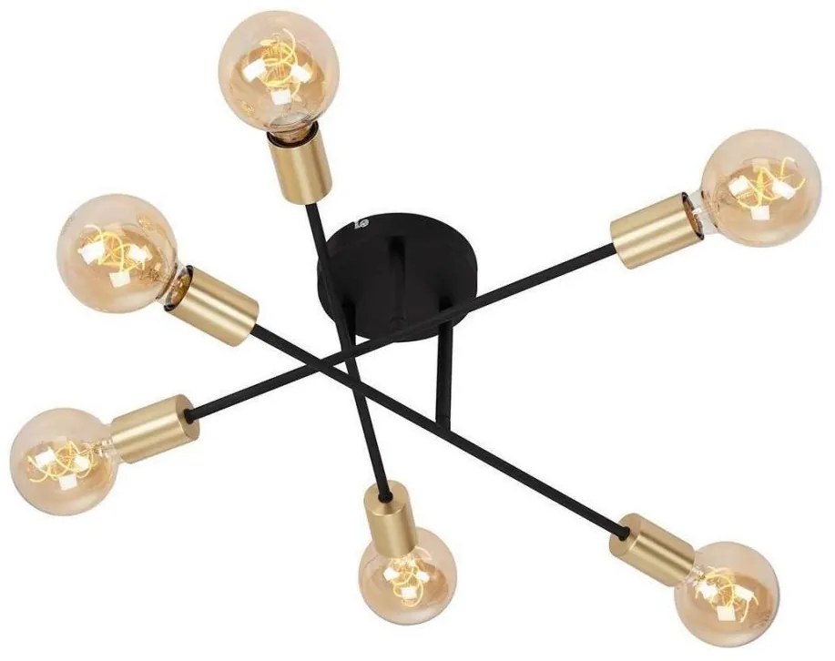 Briloner 3868-065 - Lampadario a plafone BLACK STEEL 6xE27/60W/230V