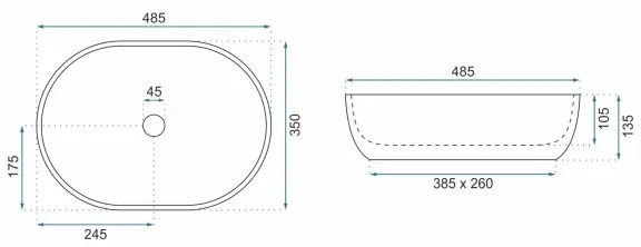 REA-U9888  - Lavabo da appoggio LARA 35x48,5 cm ceramica/effetto pietra