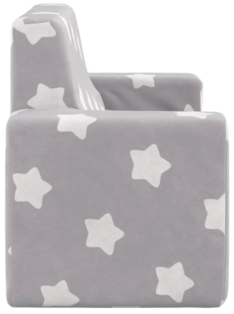 Divano per bambini 2 posti grigio chiaro stelle morbido peluche