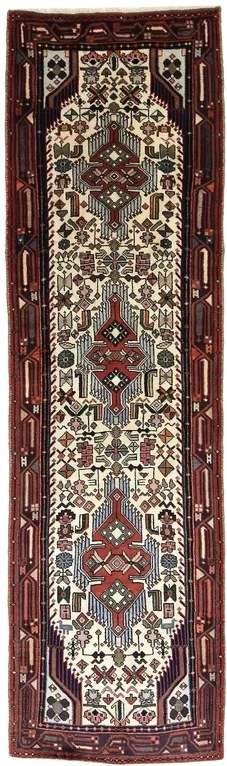 Hamedan Tappeto 90 x 300 Beige (Iran) Annodato A Mano