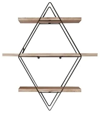 Mensola Industrial In Legno E Metallo 70x16x60 Nero E Legno Tetra