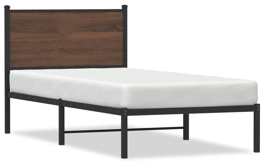 Giroletto Senza Materasso İn Metallo Rovere Marrone 75x190 Cm /