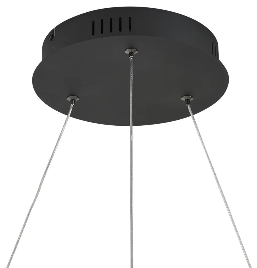 Lampada a sospensione di design nera 120 cm con LED dimmerabile a 3 livelli - Anello