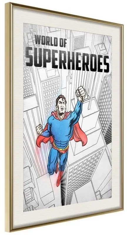 Poster  Superhero  Cornice Quadri Cornice d'oro con passe-partout, Larghezza x Altezza Home decor 30x45