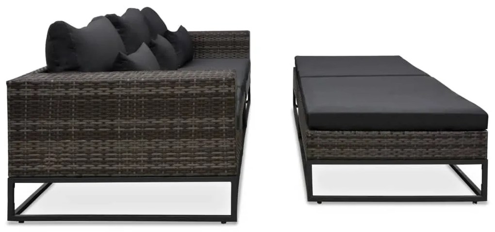 Set divani da giardino 5 pz con cuscini in polyrattan grigio