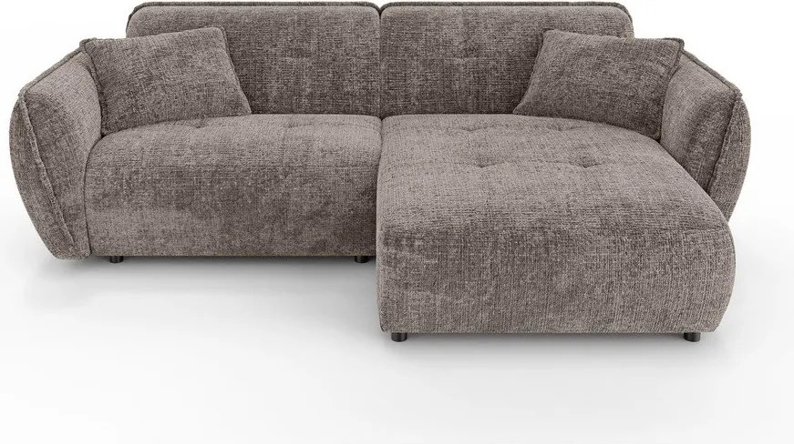 Divano angolare grigio tortora (con penisola a destra/con chaise lounge) con rivestimento in ciniglia Nelia – Ropez