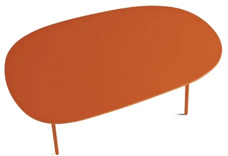 Tavolino con piano sagomato in legno Ruggine e base in metallo - FLUX Large