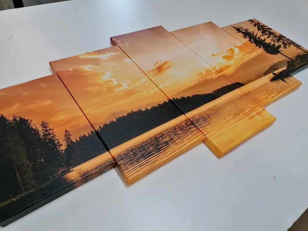 Quadri 5 pezzi – Riflesso del lago di montagna