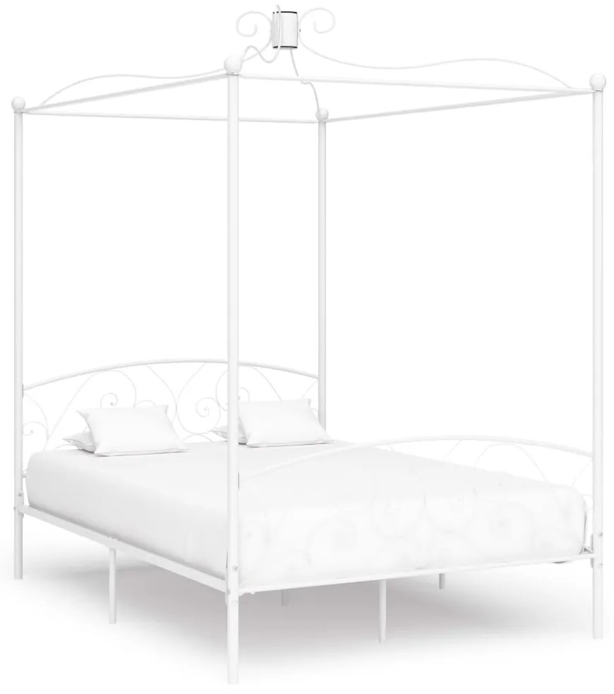 Letto a baldacchino bianco in metallo 120x200 cm