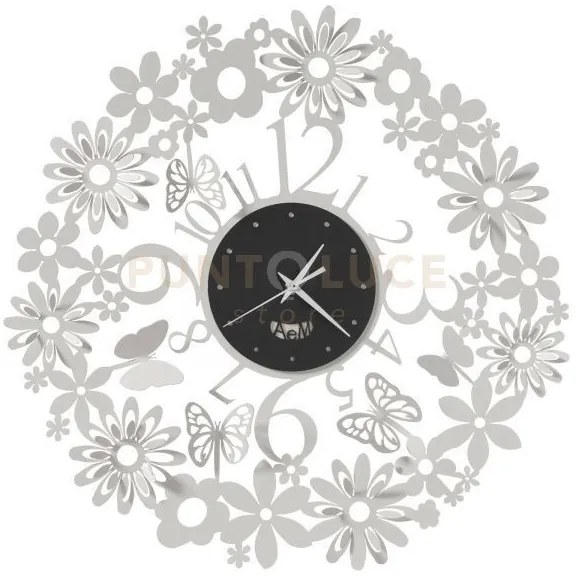 Orologio da parete di design margherite bianco marmo e nero