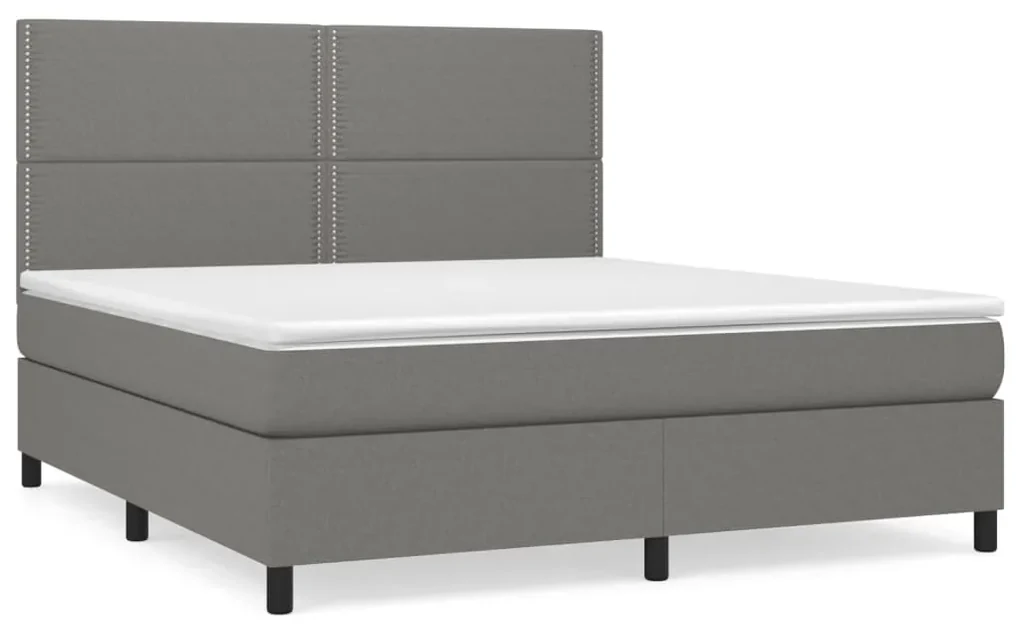 Giroletto a molle con materasso grigio scuro 160x200 cm tessuto