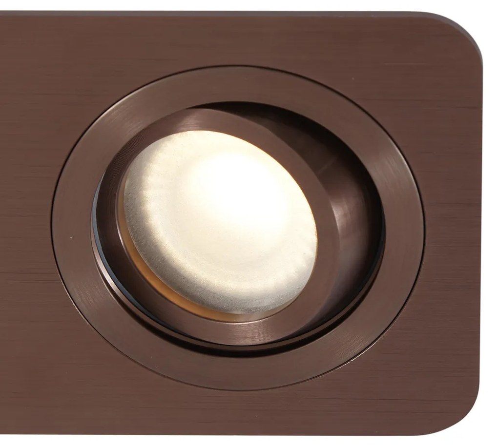 Set di 6 faretti da incasso arrotondati bronzo scuro GU10 50mm orientabili e inclinabili IP44 2 luci - Alberto