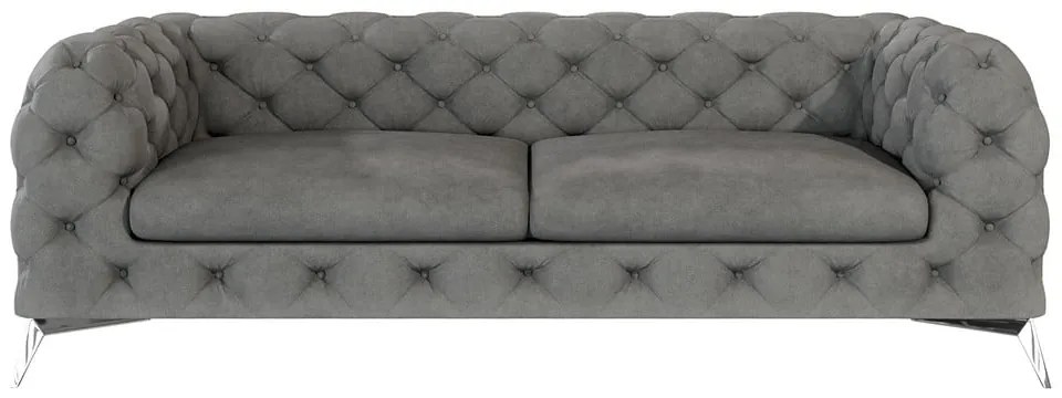 Divano grigio con rivestimento in velluto 225 cm Chelsea – Ropez