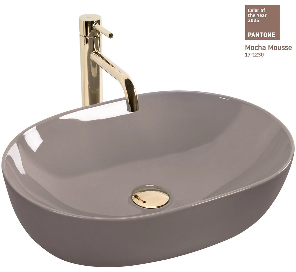 Lavabo da appoggio Rea Lisa Beige Shiny