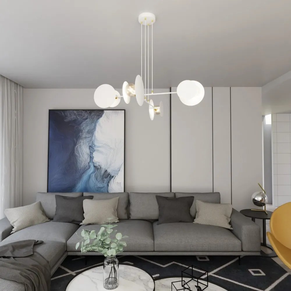 Lampadario a Sospensione in Acciaio IDEA 4 Nero/Bianco 4xE27 Colore del corpo Bianco