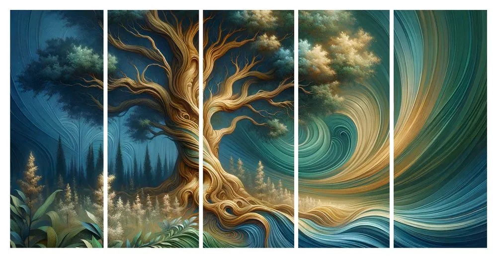 Quadri 5 pezzi – Albero della vita nel vortice dell’energia