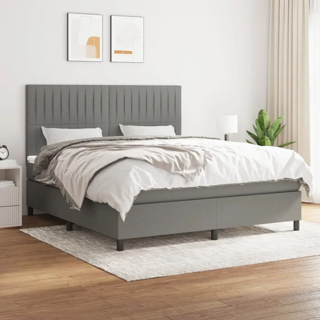 Giroletto A Molle Con Materasso Grigio Scuro 160x200 Cm Tessuto /