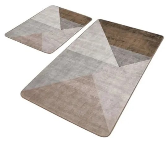 Set di tappetini per il bagno grigi/marroni in velluto 2 pz 60x100 cm – Mila Home