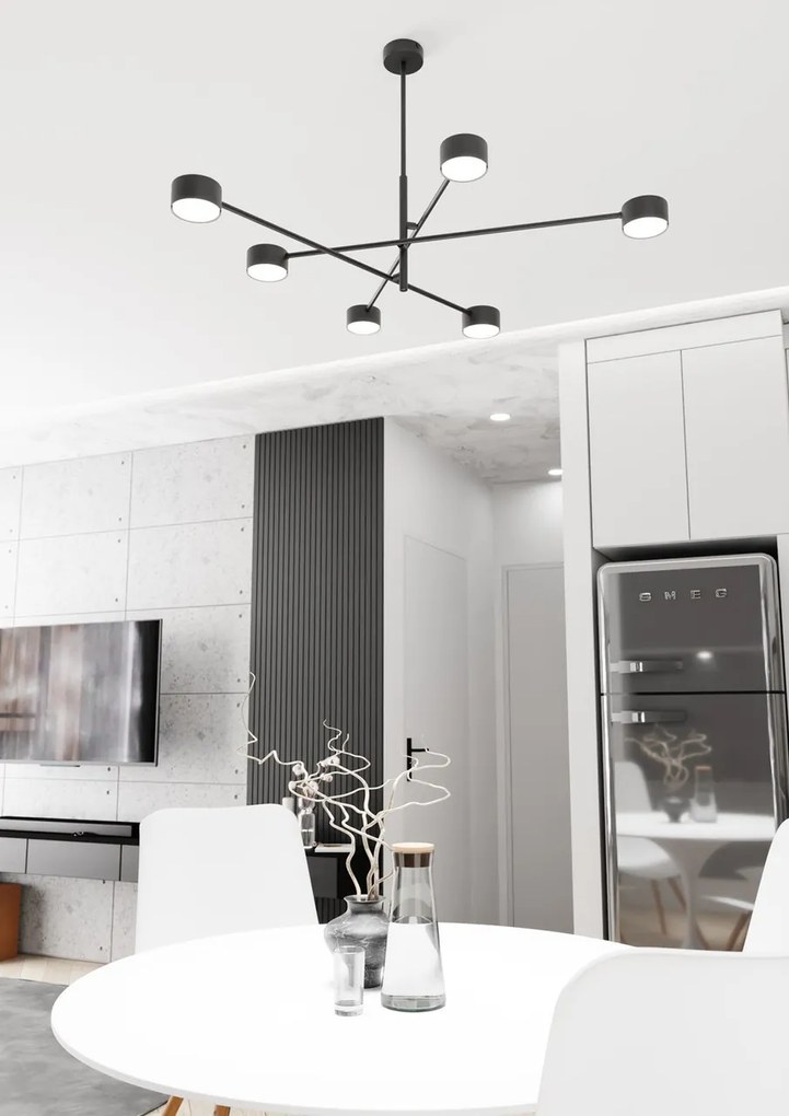 Lampadario da soffitto in acciaio NATSU 6 nero 6xGX53