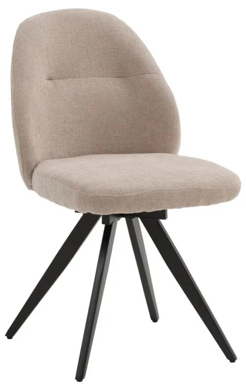 Set di sedie girevoli ZENNENDAL in tessuto beige e gambe in metallo nero