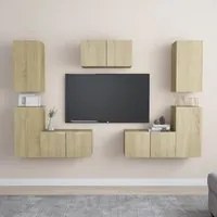 Set Porta TV 7 pz Rovere Sonoma in Truciolato cod mxl 33884