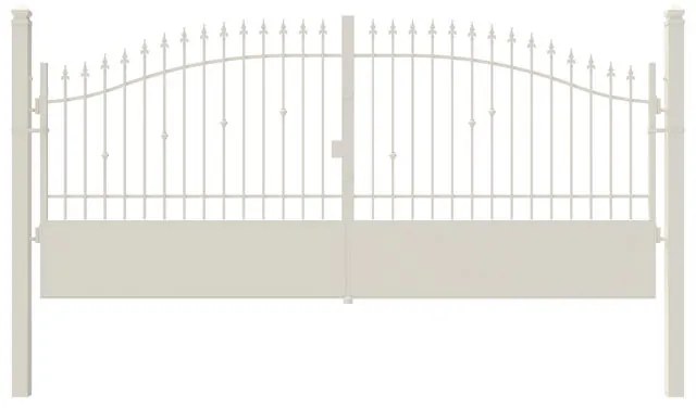 Cancello manuale con serratura elettrica Civetta in ferro, apertura centrale, L 408.5, H 150-180 cm, di colore bianco