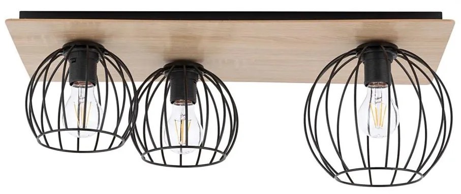 Lampadario a plafone CYBER 3xE27/60W/230V legno/nero