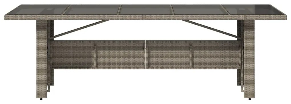 Tavolo da giardino piano in vetro grigio 240x90x75cm polyrattan