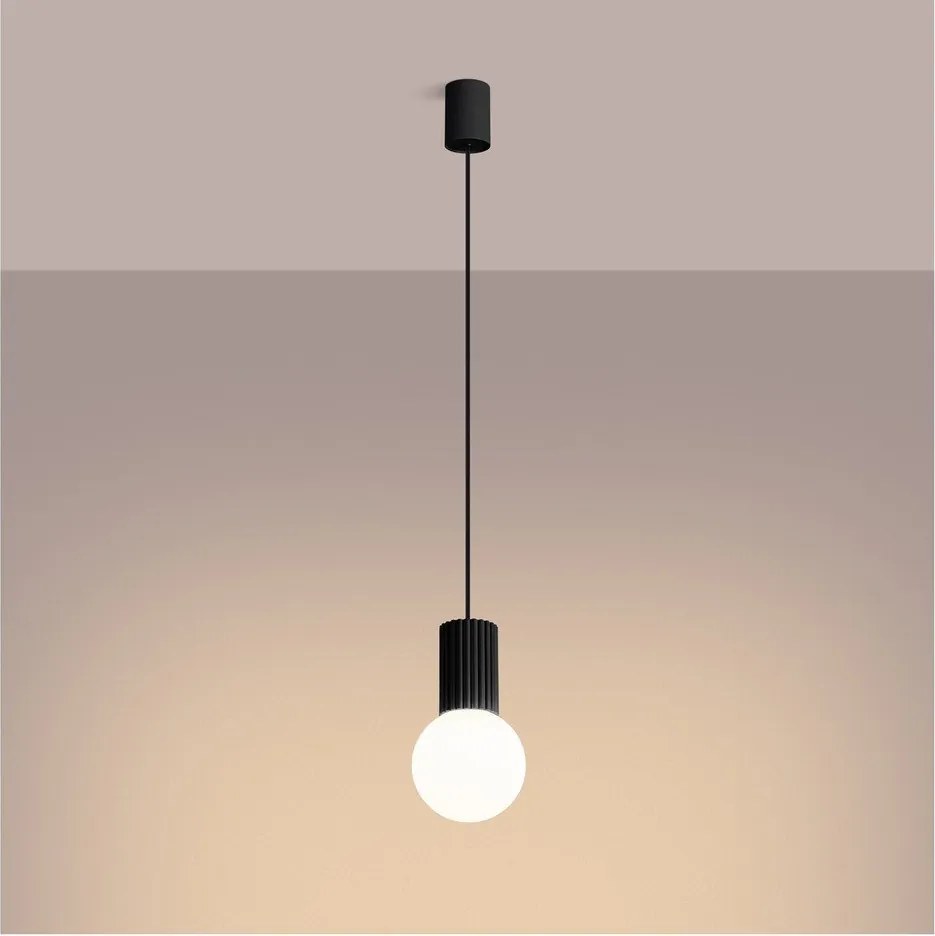 Lampadario nero con paralume in vetro ø 12 cm Orbital – Sollux