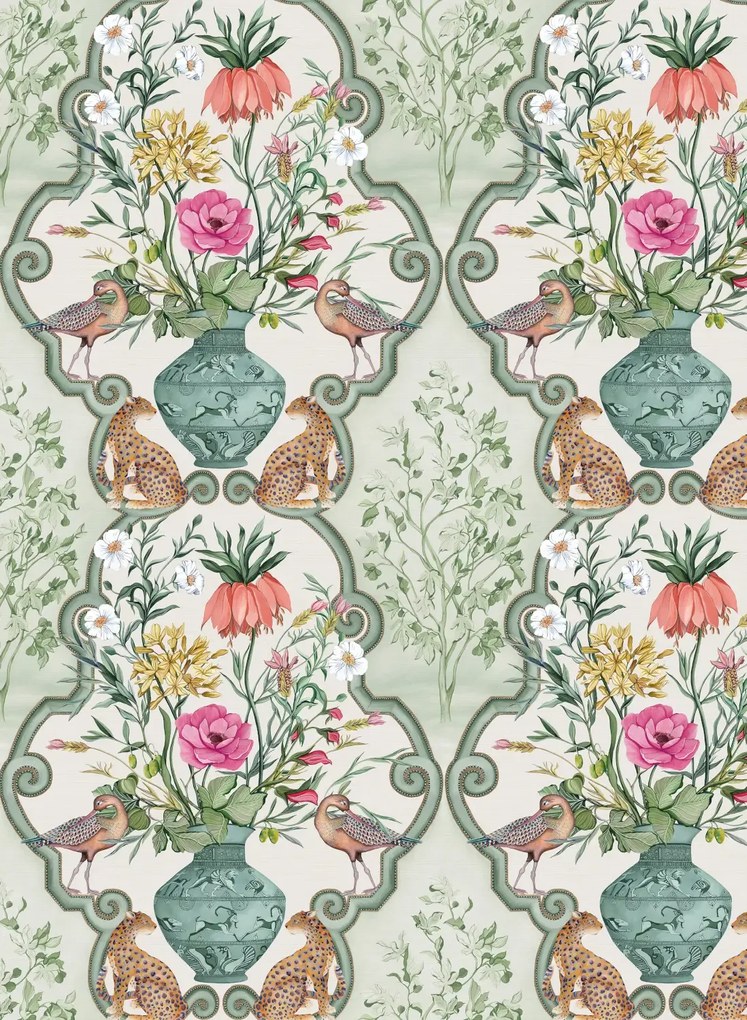 Osborne & Little Tapete Sundara - Sage/ Pink