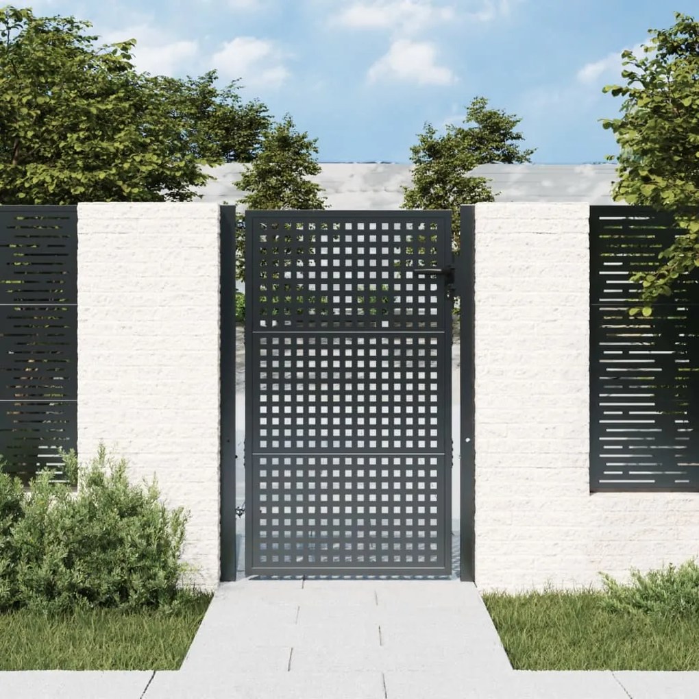 Cancello Giardino Antracite 105x200 Cm İn Acciaio /