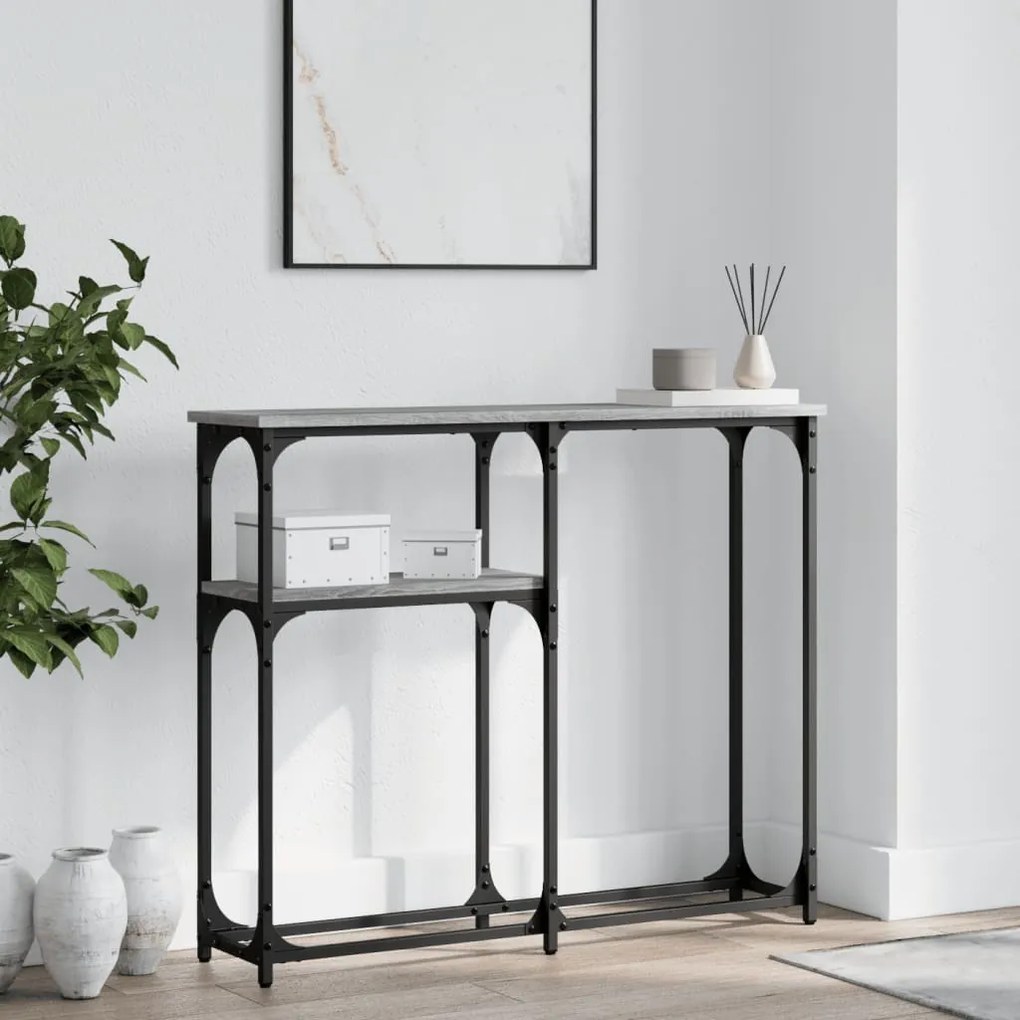 Tavolino Consolle Grigio Sonoma 90x22,5x75 Cm Legno Multistrato /
