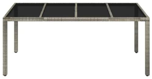 Tavolo da Giardino Piano in Vetro Grigio 190x90x75cm Polyrattan
