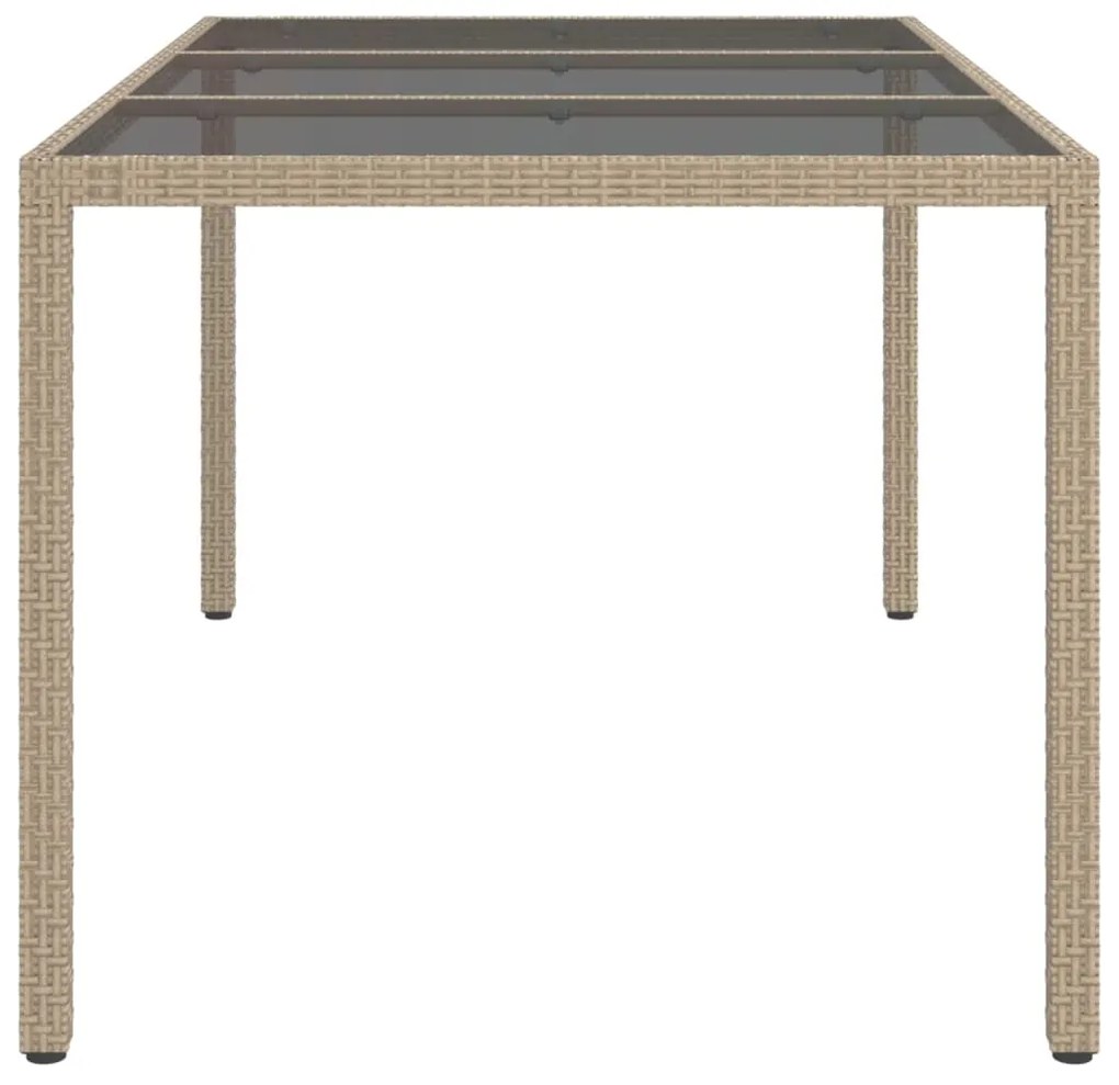 Tavolo giardino 150x90x75cm vetro temperato polyrattan beige