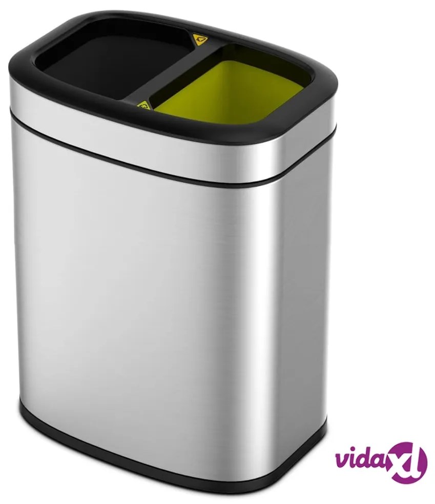 EKO Pattumiera Aperta OLI-Cube 2x10 L Argento Opaco