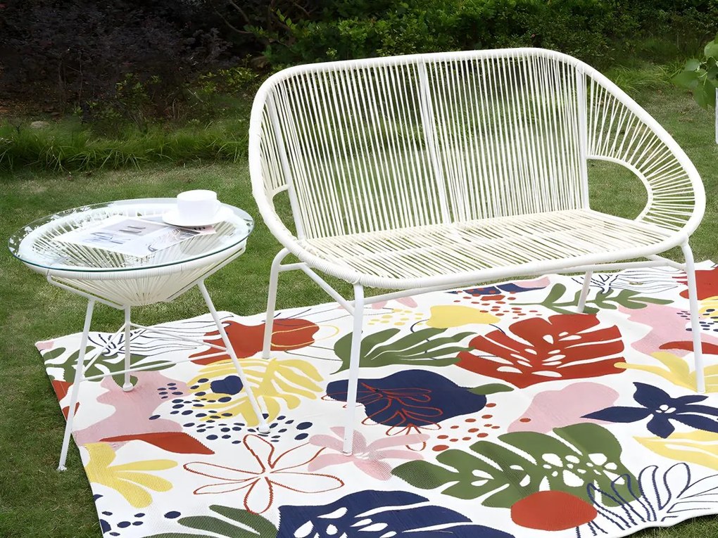 SALDI -  Panca da giardino ALIOS in fili di resina intrecciata - Bianco