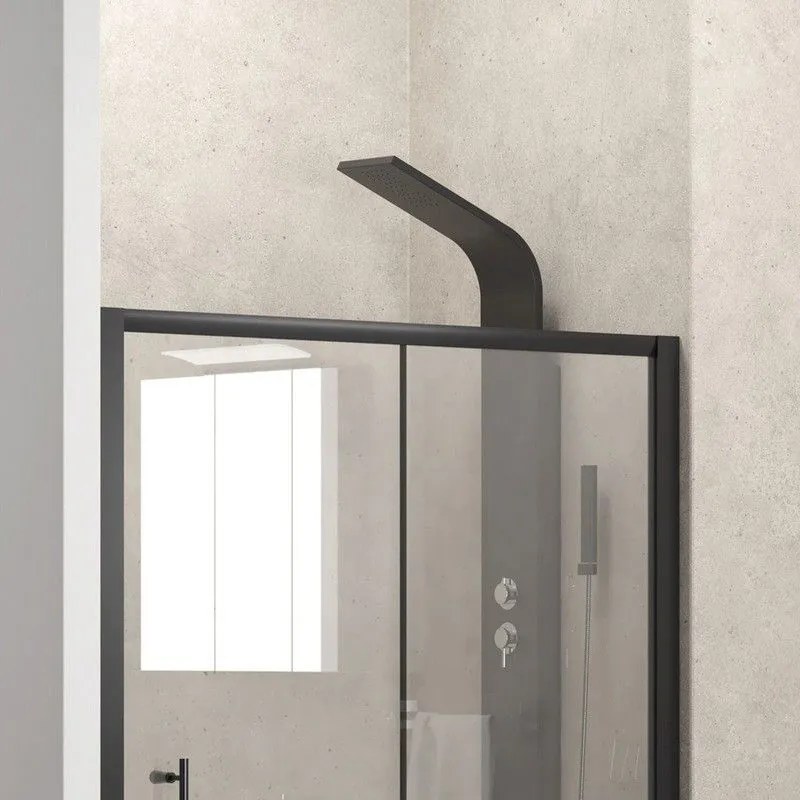 Kamalu - Porta doccia nicchia 100cm telaio colore nero anticalcare KFN5000