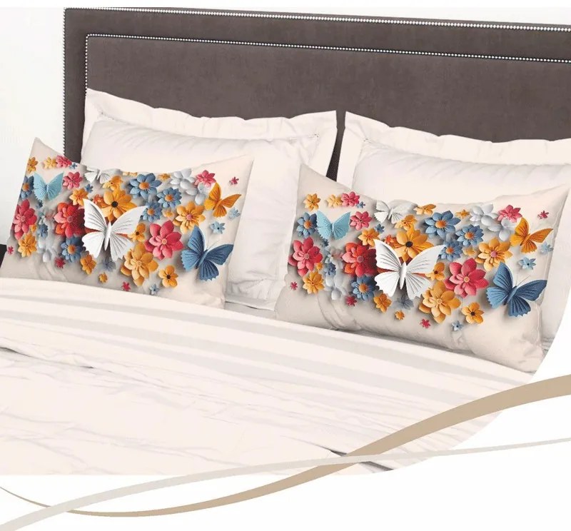 Lenzuola matrimoniali cotone Butterfly Collezione Casa  Colore Beige, Dimensioni e Misure Matrimoniale