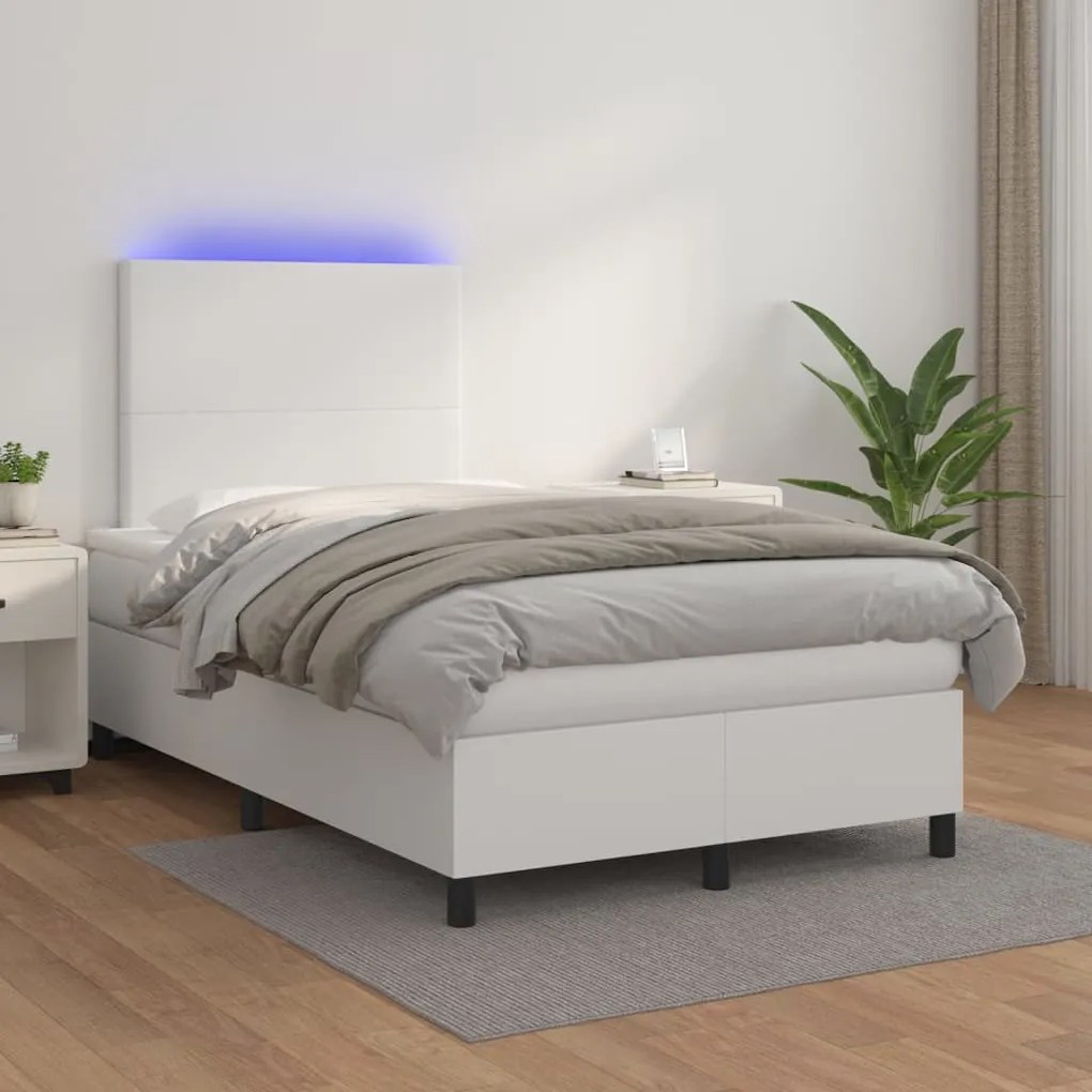 Giroletto Molle Con Materasso E Led Bianco 120x200cm Similpelle /