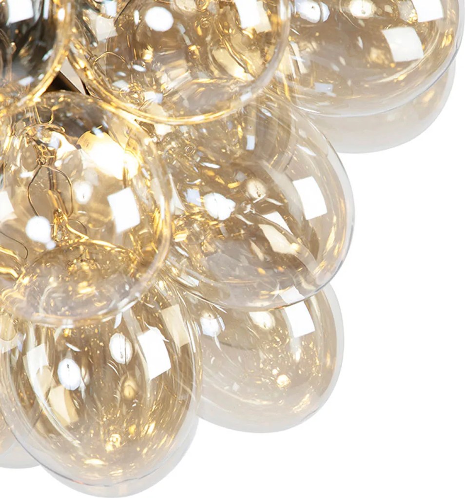 Lampada a sospensione intelligente nera con vetro ambrato incl. 8 G9 WiFi - Uvas