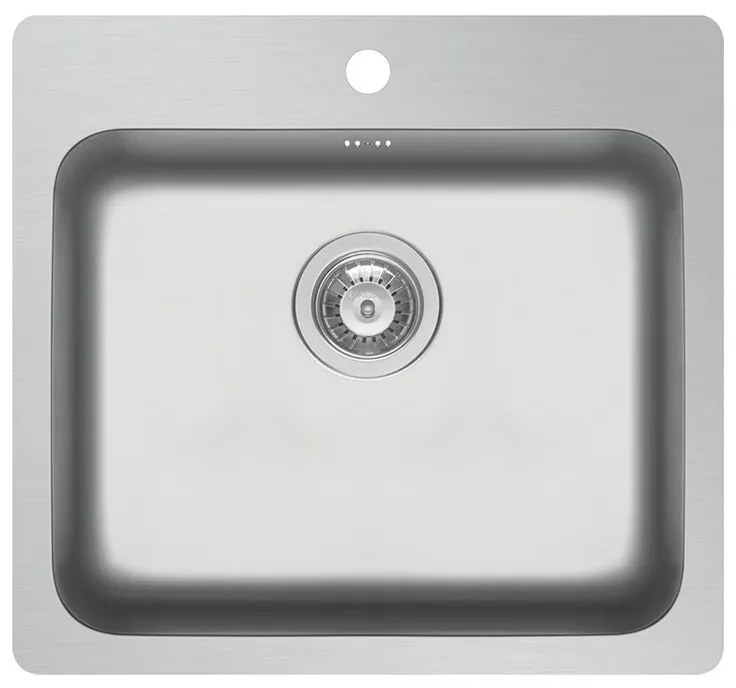 Lavello integrato 1 vasca DELINIA Zeria inox L 52 x L 56 cm argento