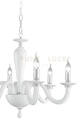Lampadario ravel 12 luci attacco e14 bianco e cromo d.82cm