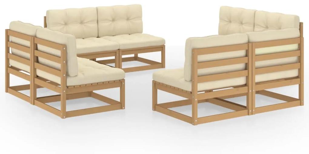 Set divani da giardino 8 pz con cuscini legno massello pino