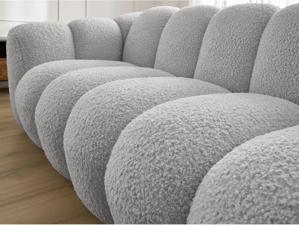 Divano grigio chiaro con rivestimento in bouclé 232 cm Hippolyte – Bobochic Paris