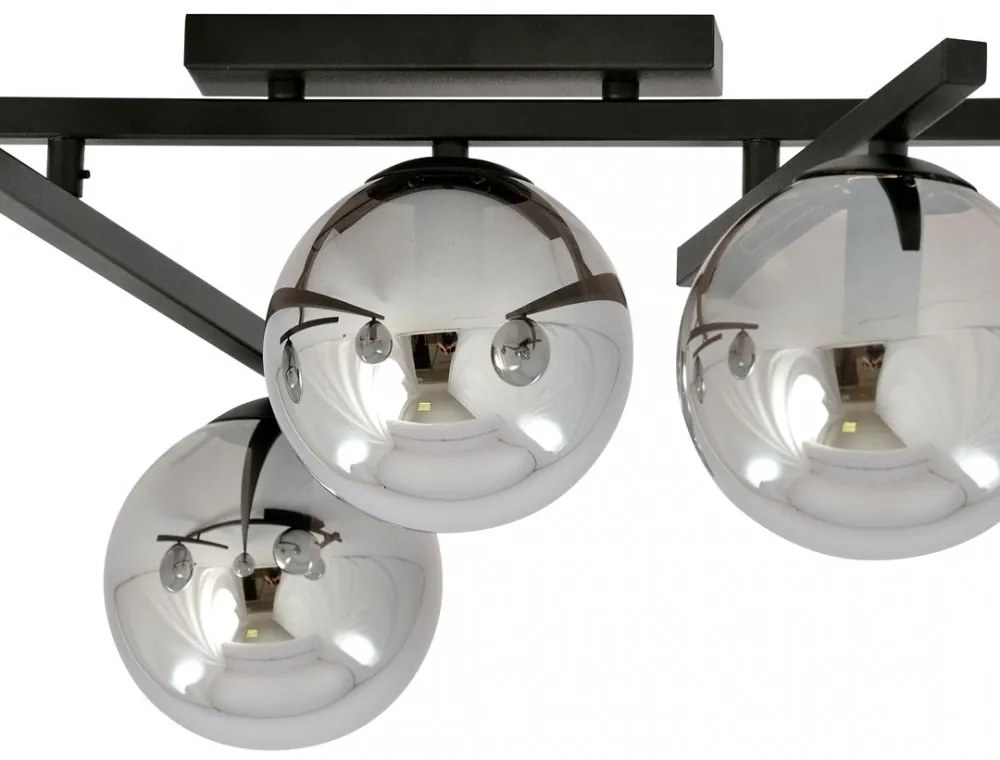 Lampadario da Soffitto in Acciaio e Vetro SMART 5 Nero 5xE14 Colore delle Sfere Grafite