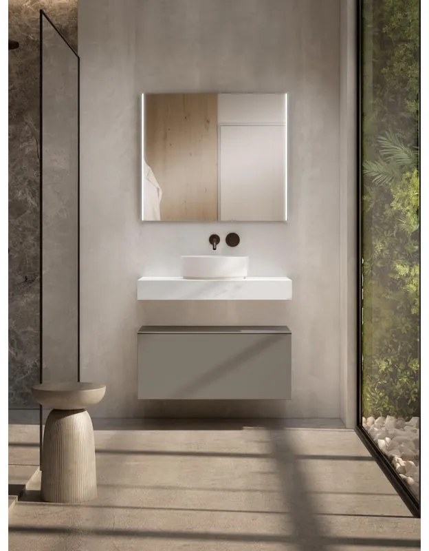 Armadietto bagno a terra Element VISOBATH 1 cassetto P 46 x L 80 x H 35 cm cenere laccato truciolare