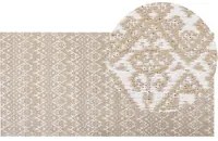 Tappeto Beige Juta 80 x 150 cm Rettangolare con motivo geometrico a trama piatta Stile Boho Camera da letto Soggiorno