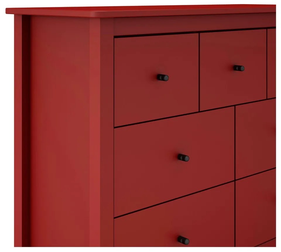 Cassettiera bassa rossa in legno di pino 110x80 cm Misti - Marckeric